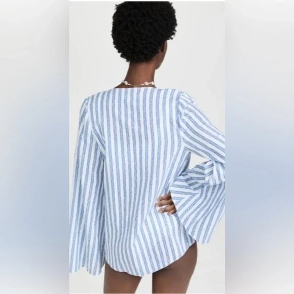 NWT Revolve Caroline Constas Dune Cover Up in Blue Linen Stripe Size: Small - Picture 7 of 7